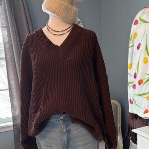 Cozy Brown Knit Sweater Aerie